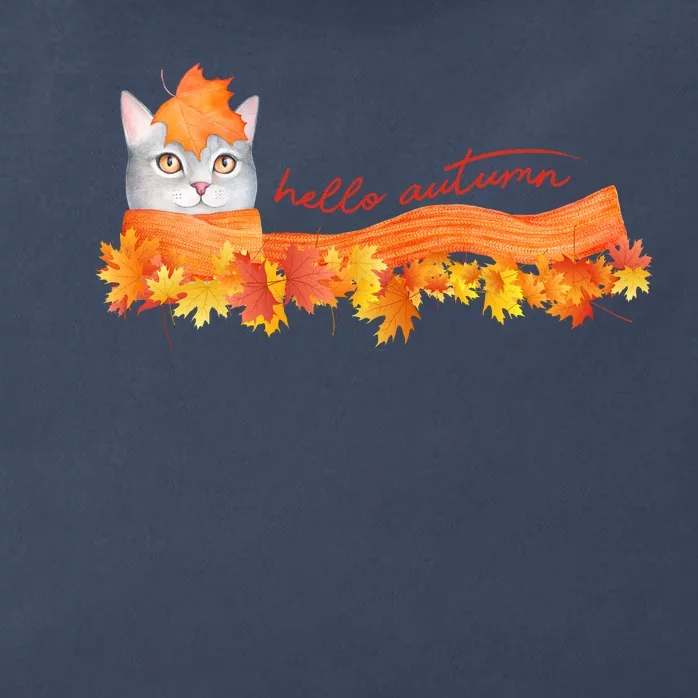 Hello Autumn Cute Cat Zip Tote Bag