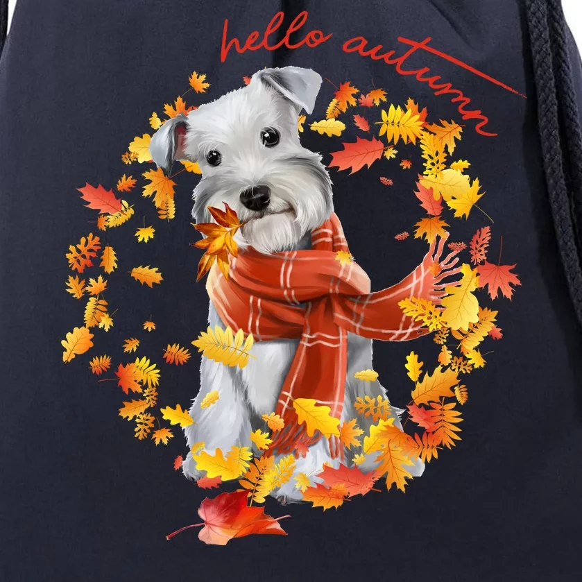 Hello Autumn Cute Dog Drawstring Bag