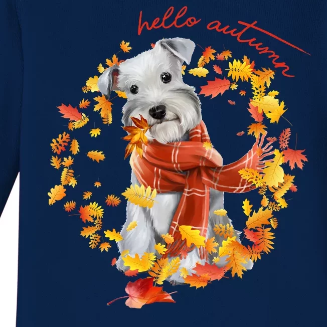 Hello Autumn Cute Dog Baby Long Sleeve Bodysuit