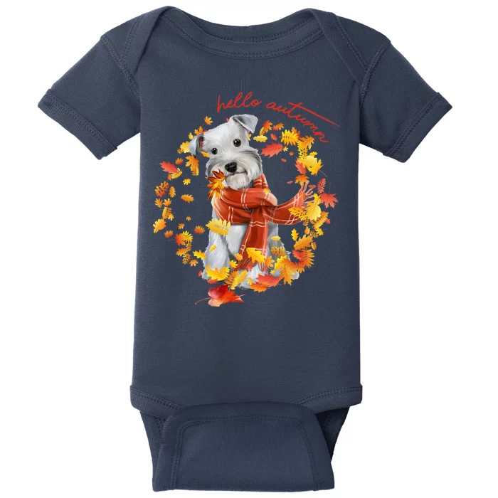 Hello Autumn Cute Dog Baby Bodysuit