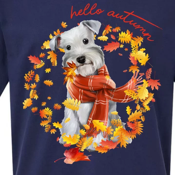 Hello Autumn Cute Dog Sueded Cloud Jersey T-Shirt