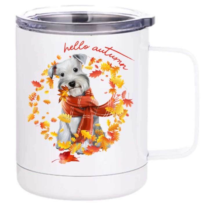 Hello Autumn Cute Dog Front & Back 12oz Stainless Steel Tumbler Cup