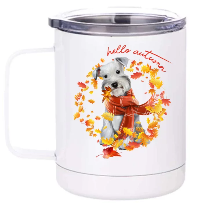 Hello Autumn Cute Dog Front & Back 12oz Stainless Steel Tumbler Cup