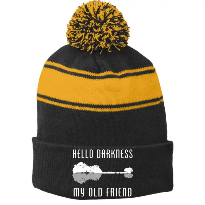 Hello Darkness My Old Friend Stripe Pom Pom Beanie