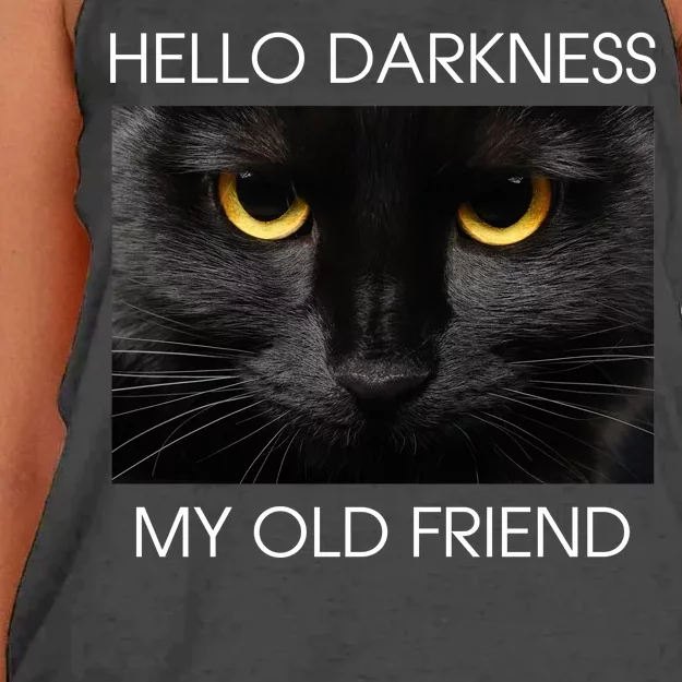 Hello Darkness My Old Friend Cat Women's Knotted Racerback Tank