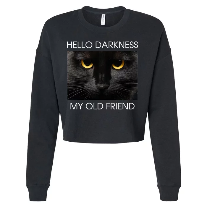 Hello Darkness My Old Friend Cat Cropped Pullover Crew