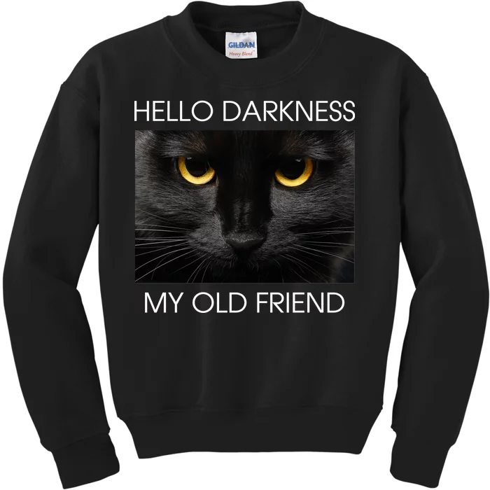 Hello Darkness My Old Friend Cat Kids Sweatshirt