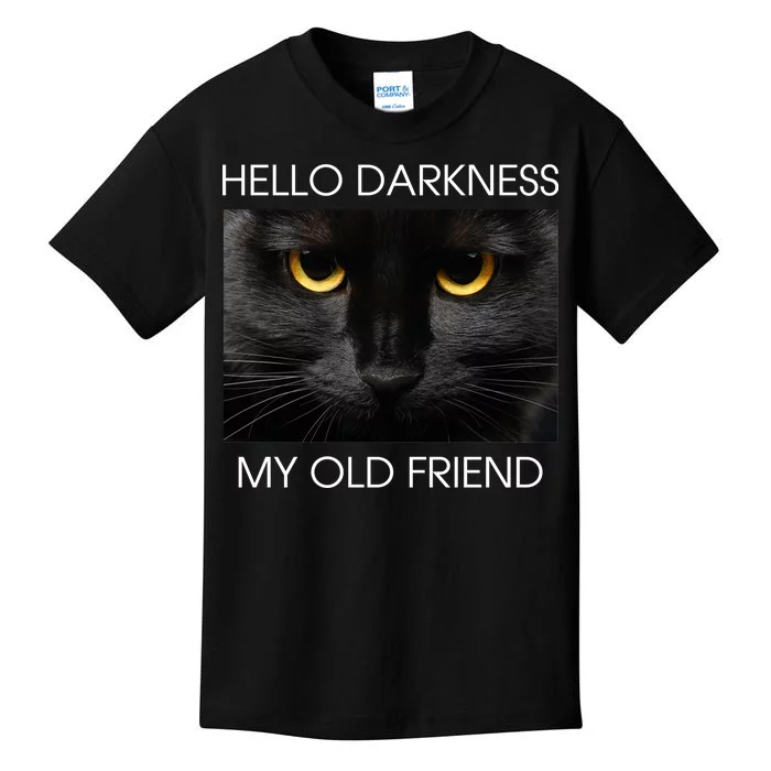 Hello Darkness My Old Friend Cat Kids T-Shirt