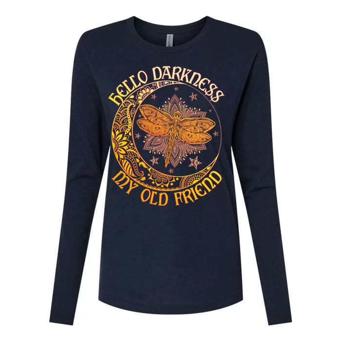 Hello Darkness My Old Friend Dragonfly Moon Womens Cotton Relaxed Long Sleeve T-Shirt