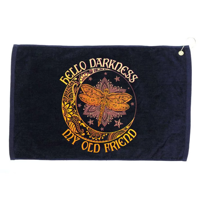 Hello Darkness My Old Friend Dragonfly Moon Grommeted Golf Towel