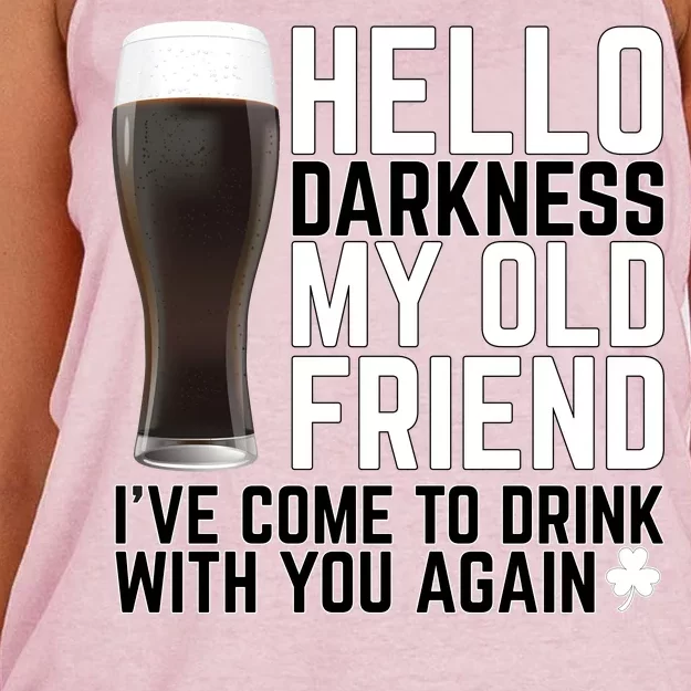 Hello Darkness My Old Friend Funny Drinking Women's Knotted Racerback Tank