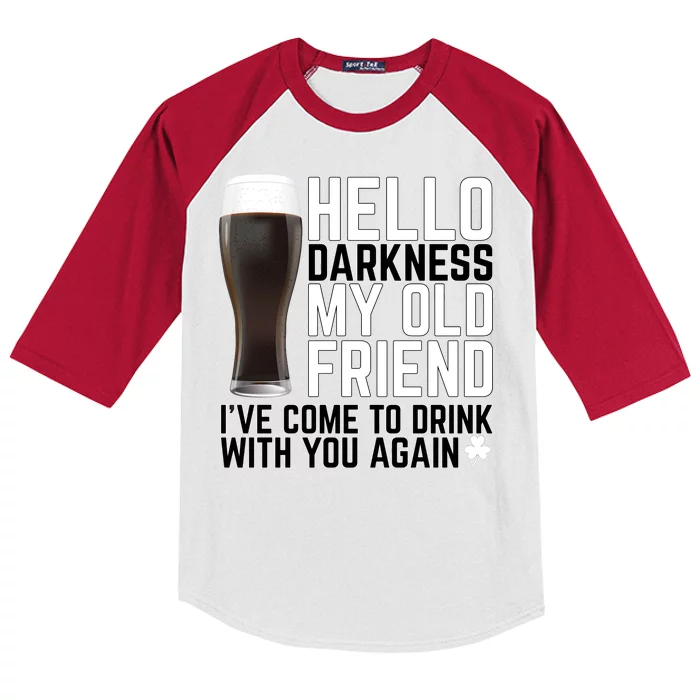 Hello Darkness My Old Friend Funny Drinking Kids Colorblock Raglan Jersey