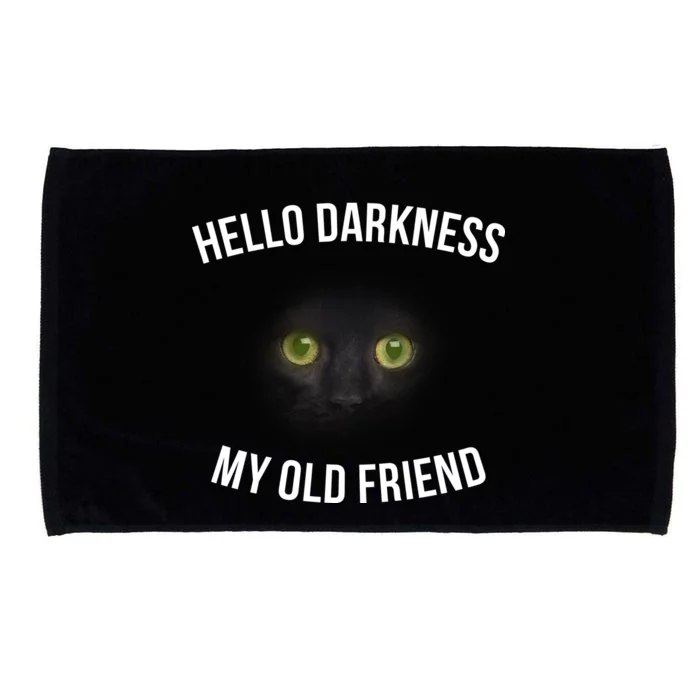 Hello Darkness My Old Friend Scary Cat Microfiber Hand Towel