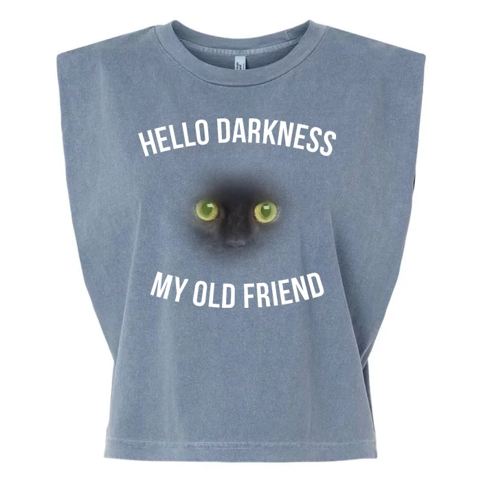 Hello Darkness My Old Friend Scary Cat Garment-Dyed Women's Muscle Tee