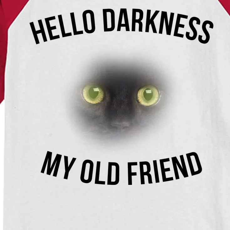 Hello Darkness My Old Friend Scary Cat Kids Colorblock Raglan Jersey