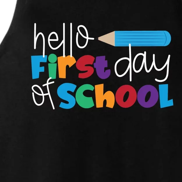 Hello First Day of School Cute Pencil Ladies Tri-Blend Wicking Tank