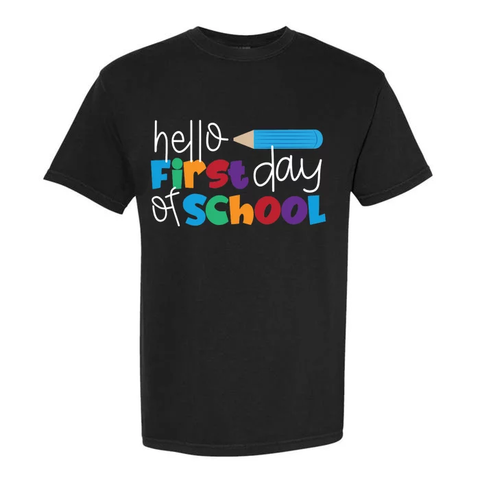 Hello First Day of School Cute Pencil Garment-Dyed Heavyweight T-Shirt