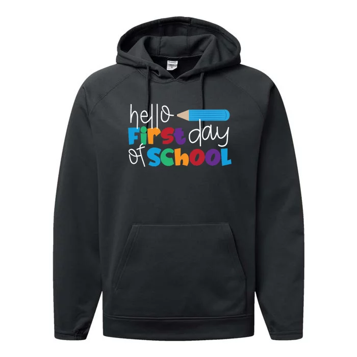 Hello First Day of School Cute Pencil Performance Fleece Hoodie