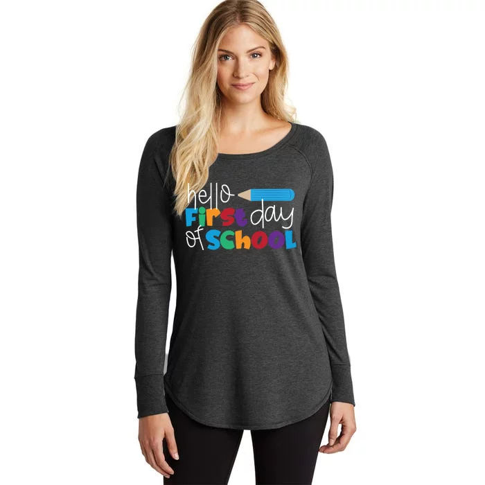 Hello First Day of School Cute Pencil Women's Perfect Tri Tunic Long Sleeve Shirt