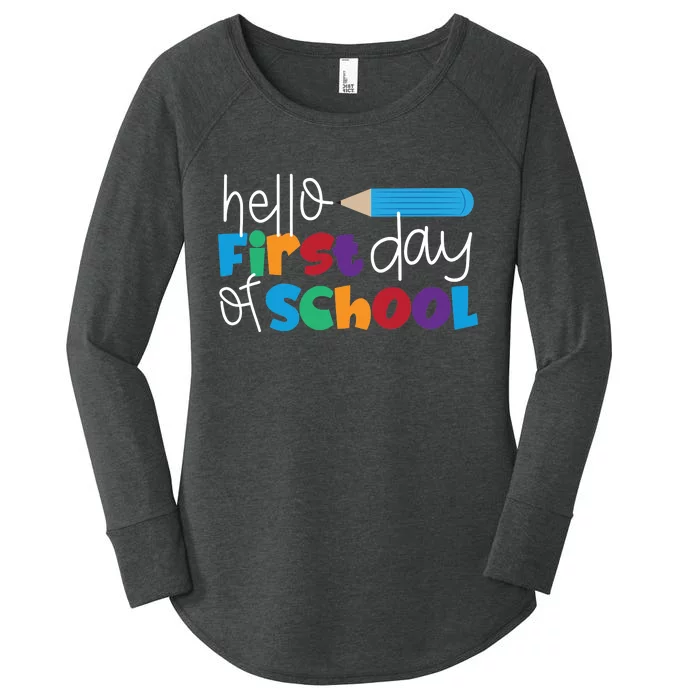 Hello First Day of School Cute Pencil Women's Perfect Tri Tunic Long Sleeve Shirt