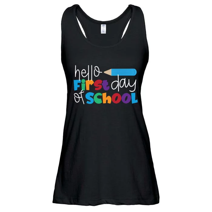 Hello First Day of School Cute Pencil Ladies Essential Flowy Tank