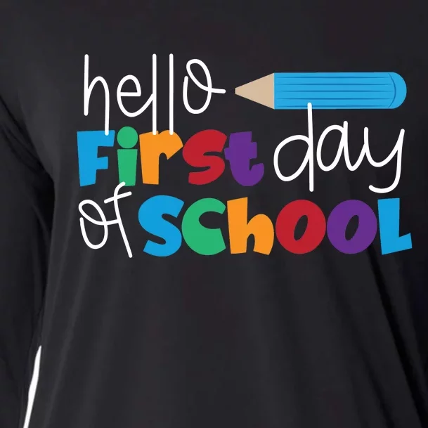 Hello First Day of School Cute Pencil Cooling Performance Long Sleeve Crew