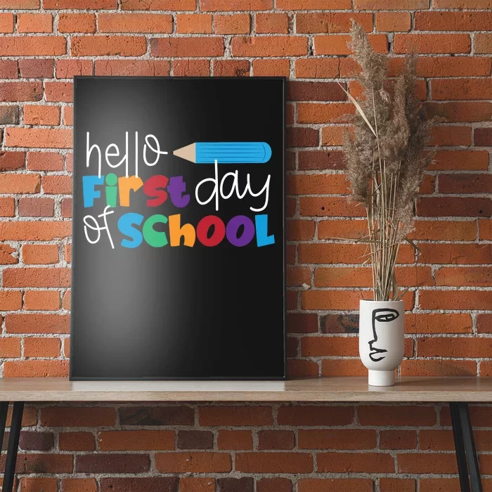 Hello First Day of School Cute Pencil Poster