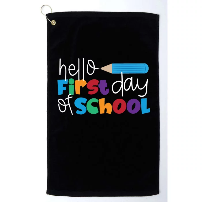 Hello First Day of School Cute Pencil Platinum Collection Golf Towel