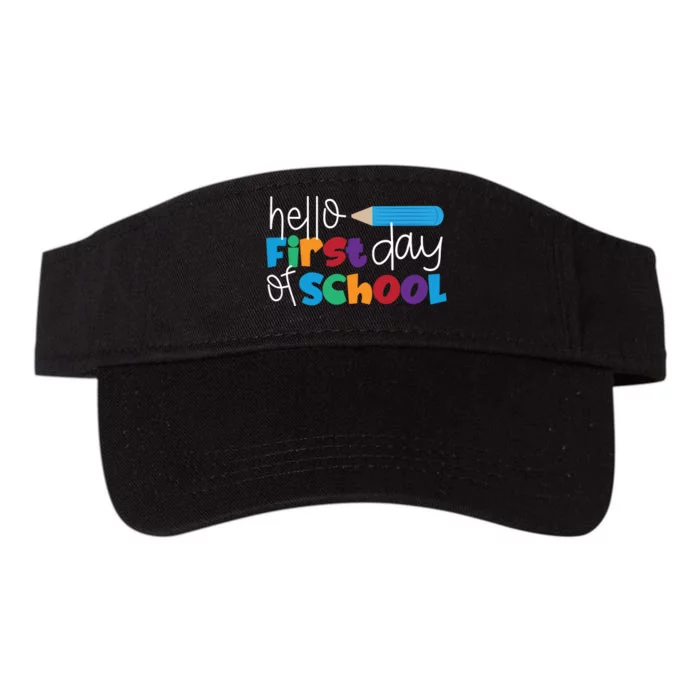 Hello First Day of School Cute Pencil Valucap Bio-Washed Visor