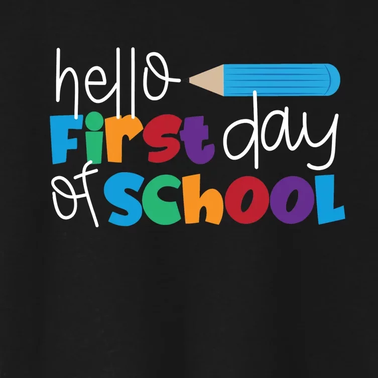 Hello First Day of School Cute Pencil Women's Crop Top Tee