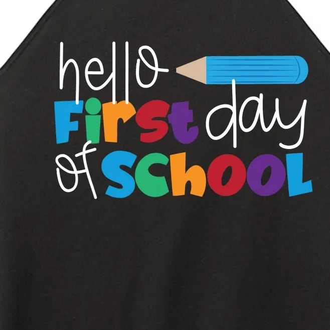 Hello First Day of School Cute Pencil Women’s Perfect Tri Rocker Tank