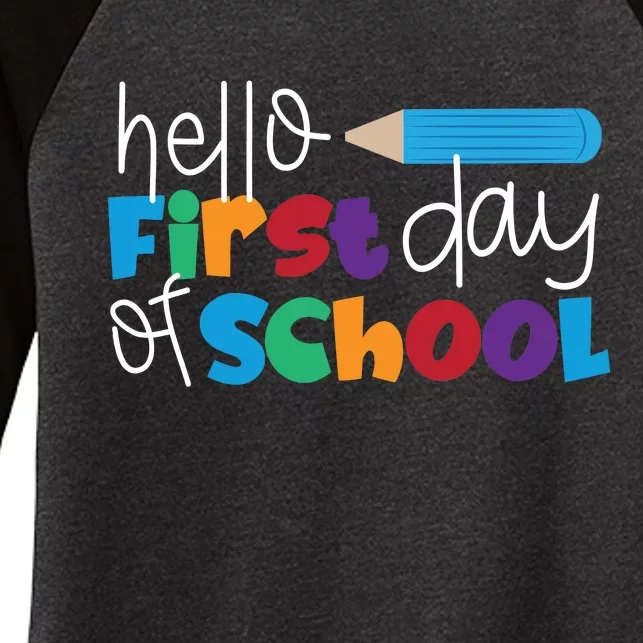 Hello First Day of School Cute Pencil Women's Tri-Blend 3/4-Sleeve Raglan Shirt