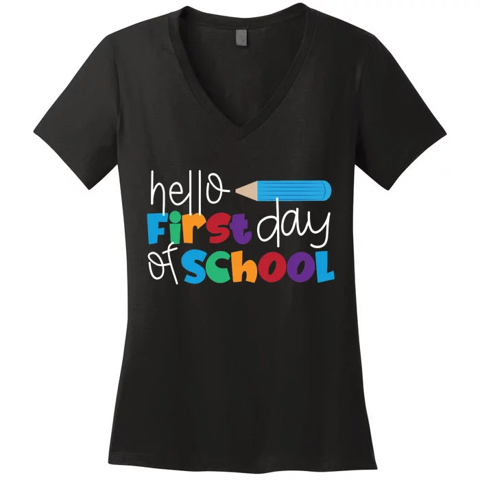 Hello First Day of School Cute Pencil Women's V-Neck T-Shirt