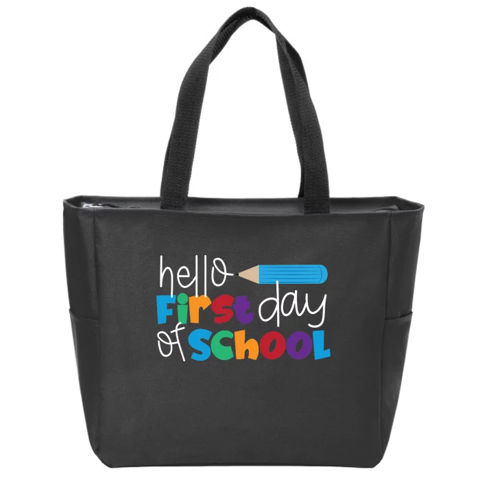 Hello First Day of School Cute Pencil Zip Tote Bag