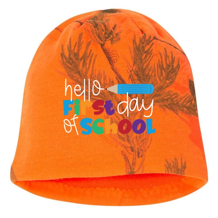 Hello First Day of School Cute Pencil Kati - Camo Knit Beanie