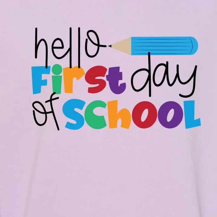 Hello First Day of School Cute Pencil Garment-Dyed Sweatshirt