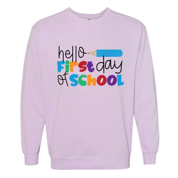 Hello First Day of School Cute Pencil Garment-Dyed Sweatshirt