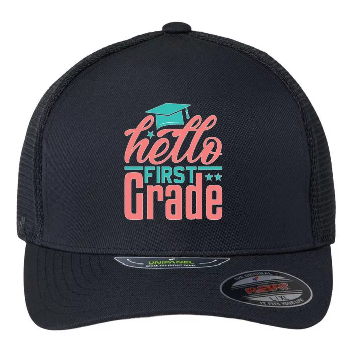 Hello First Grade Flexfit Unipanel Trucker Cap