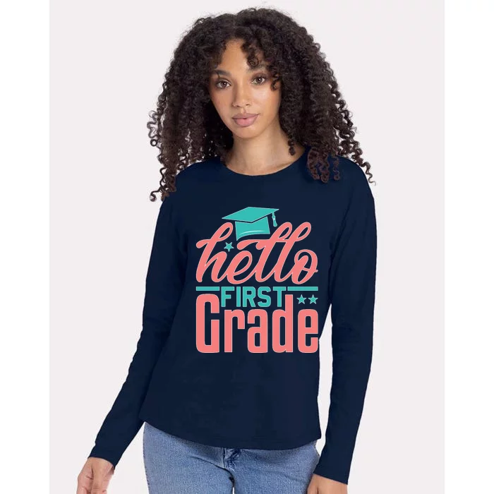 Hello First Grade Womens Cotton Relaxed Long Sleeve T-Shirt