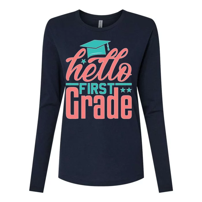 Hello First Grade Womens Cotton Relaxed Long Sleeve T-Shirt