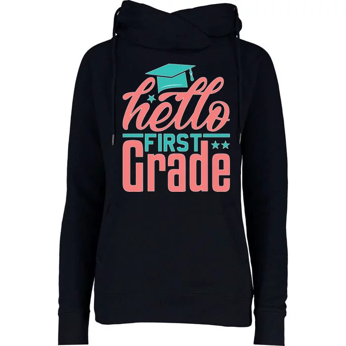 Hello First Grade Womens Funnel Neck Pullover Hood