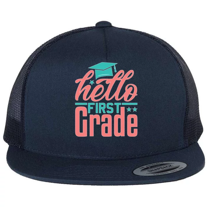 Hello First Grade Flat Bill Trucker Hat