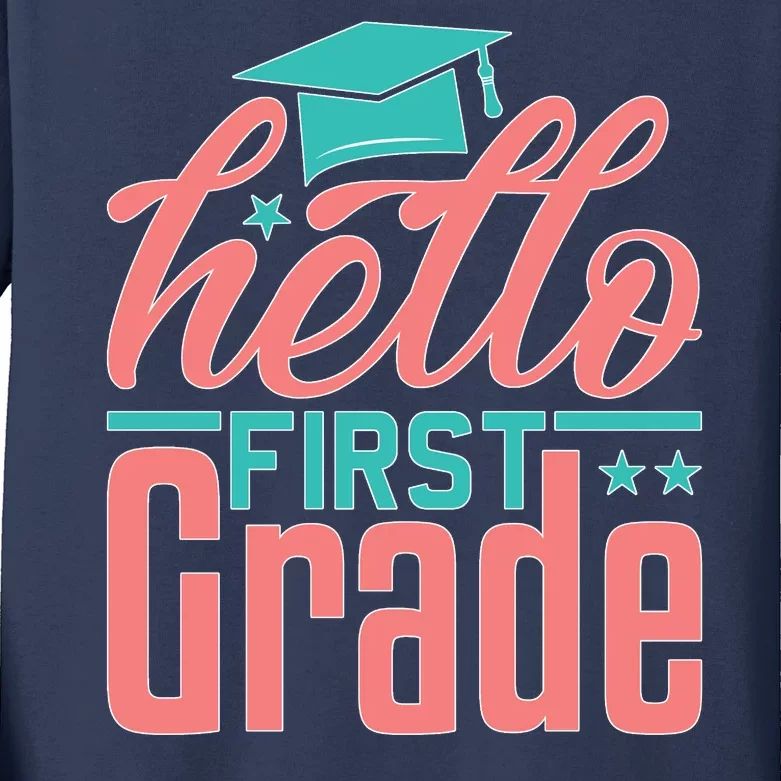 Hello First Grade Kids Long Sleeve Shirt