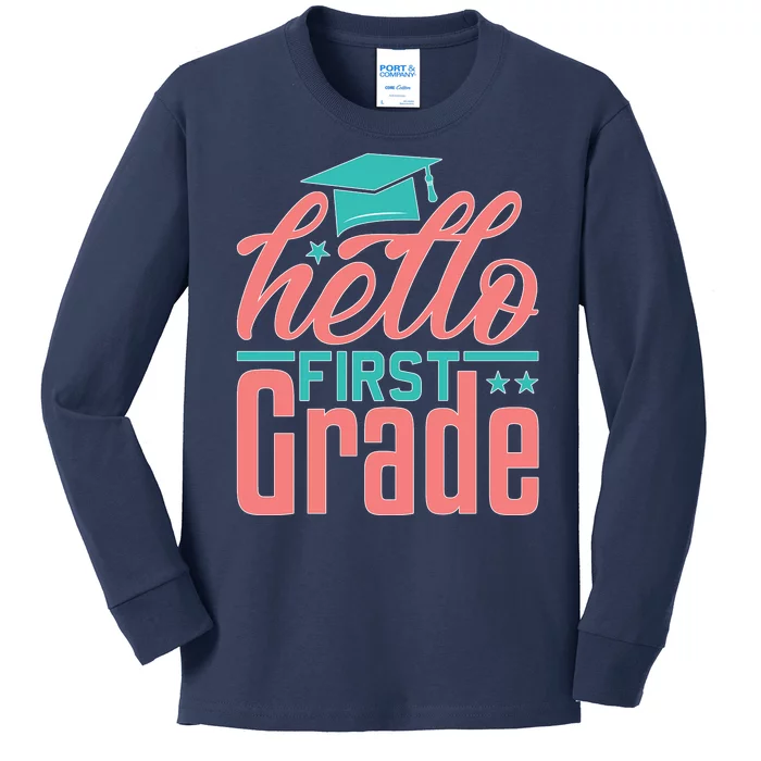 Hello First Grade Kids Long Sleeve Shirt