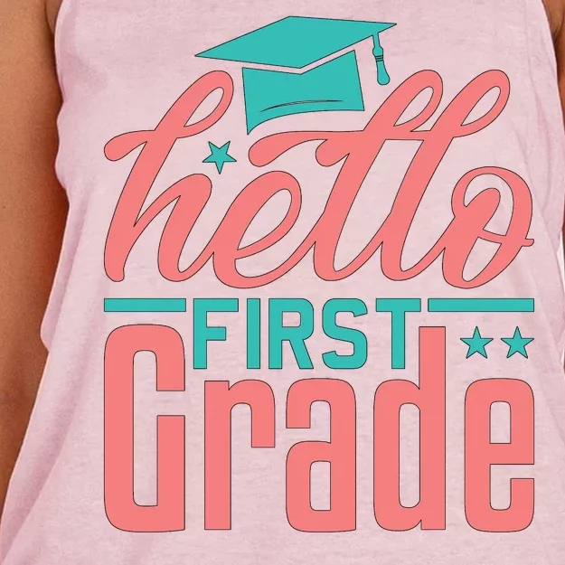 Hello First Grade Women's Knotted Racerback Tank