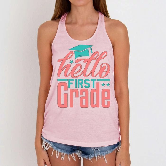 Hello First Grade Women's Knotted Racerback Tank