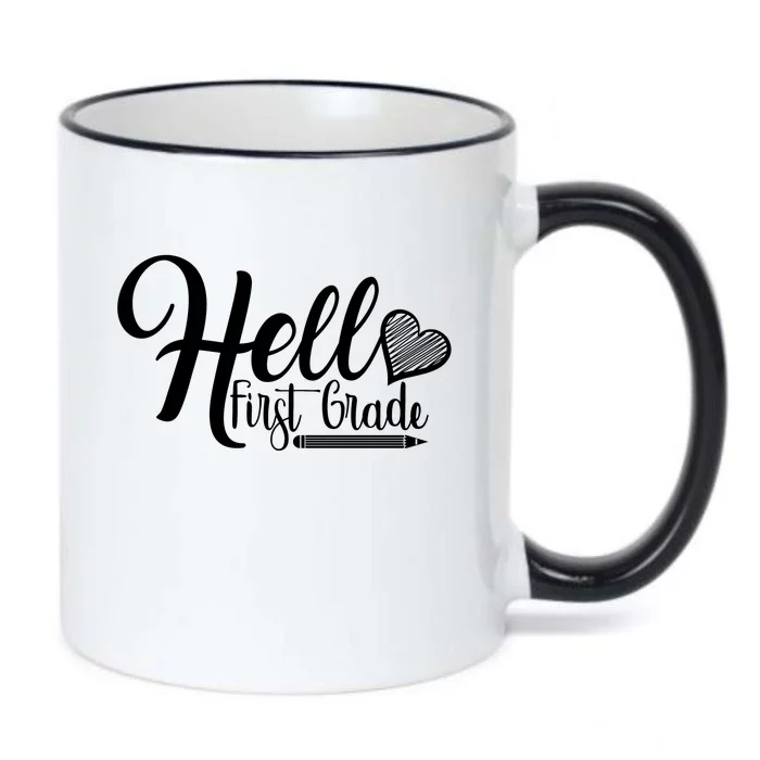 Hello First Grade Pencil Heart Black Color Changing Mug