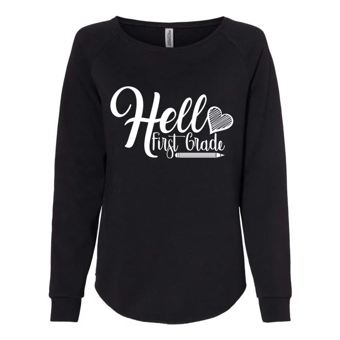 Hello First Grade Pencil Heart Womens California Wash Sweatshirt