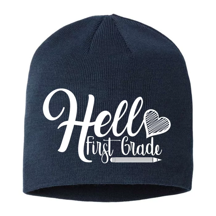 Hello First Grade Pencil Heart 8 1/2in Sustainable Knit Beanie