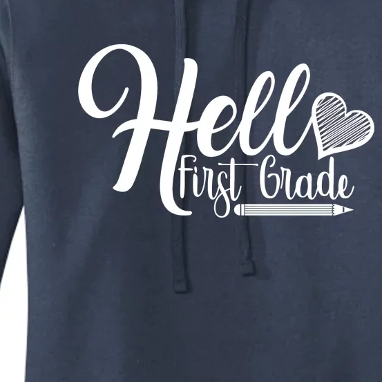 Hello First Grade Pencil Heart Women's Pullover Hoodie